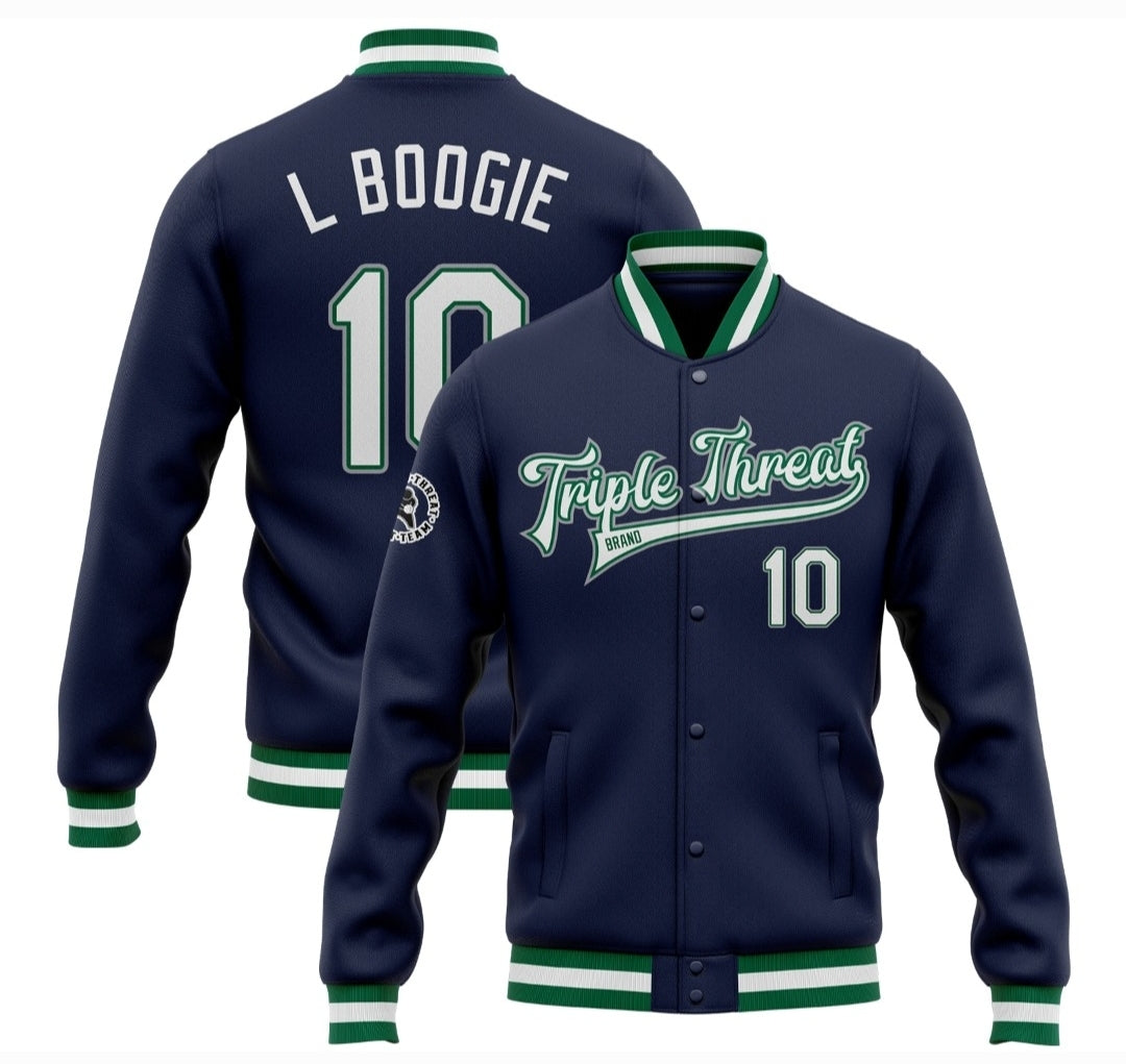 TRIPLE THREAT BRAND Custom Designed Varsity Letterman Jacket